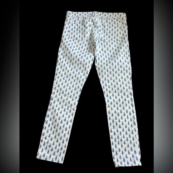 J. Crew White Blue Floral Toothpick Ankle Jeans 25 - Picture 3 of 8